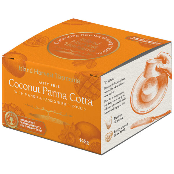 Coconut Panna Cotta with Mango & Passionfruit Coulis